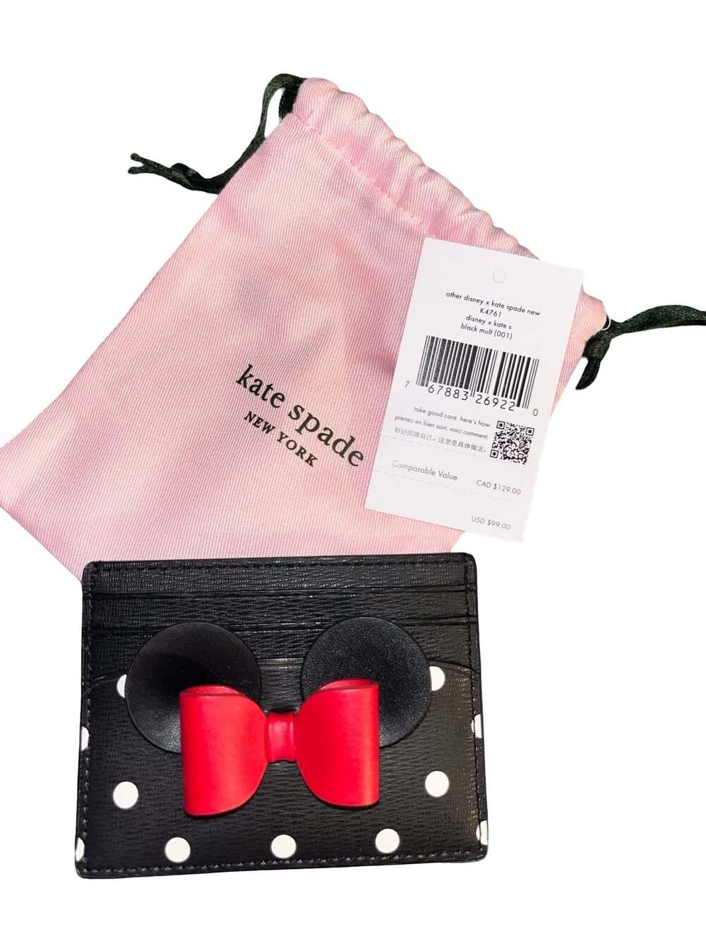 Disney x Kate Spade Minnie Mouse Card Holder Wallet New